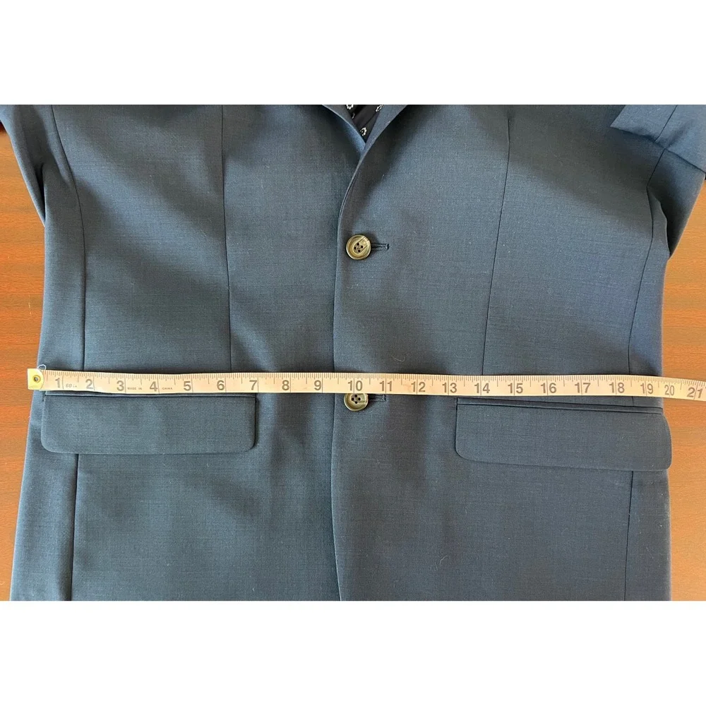 NWT Crown & Ivy Mens Blue 4-Way Flex Stretch Two Button Suit Jacket Blazer 40R